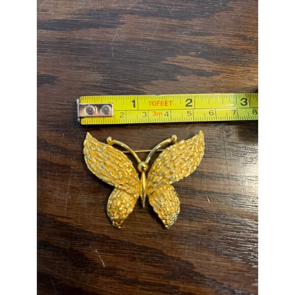 Vintage Trifari Butterfly Gold-Tone Textured Brooch Pin Alfred Philippe artistry - Picture 4 of 4